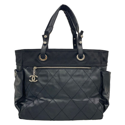 Chanel Tote Paris Biarritz GM Black Silver Leather