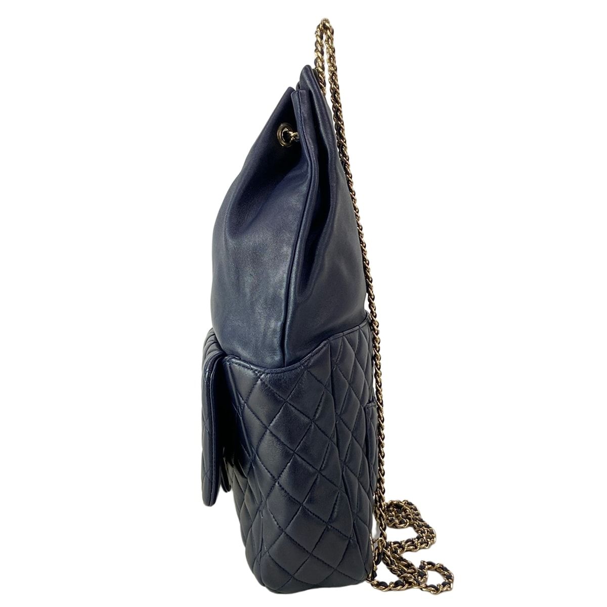 Chanel Backpack Quilted Dark Navy Chain Shoulder Gold Lambskin — view 4
