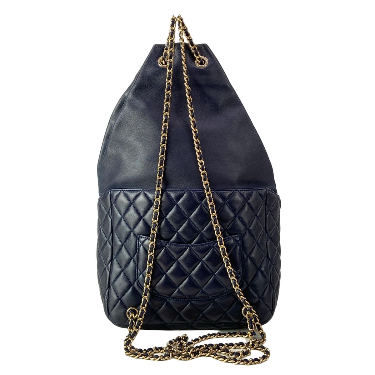 Chanel Backpack Quilted Dark Navy Chain Shoulder Gold Lambskin — view 3