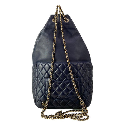Chanel Backpack Quilted Dark Navy Chain Shoulder Gold Lambskin — view 3