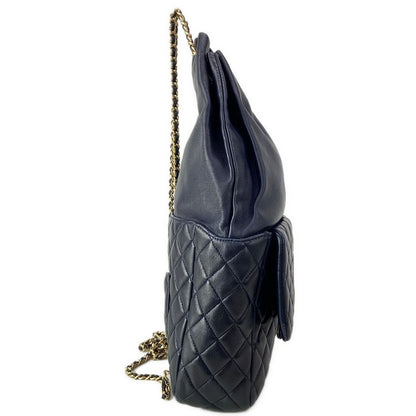 Chanel Backpack Quilted Dark Navy Chain Shoulder Gold Lambskin — view 2