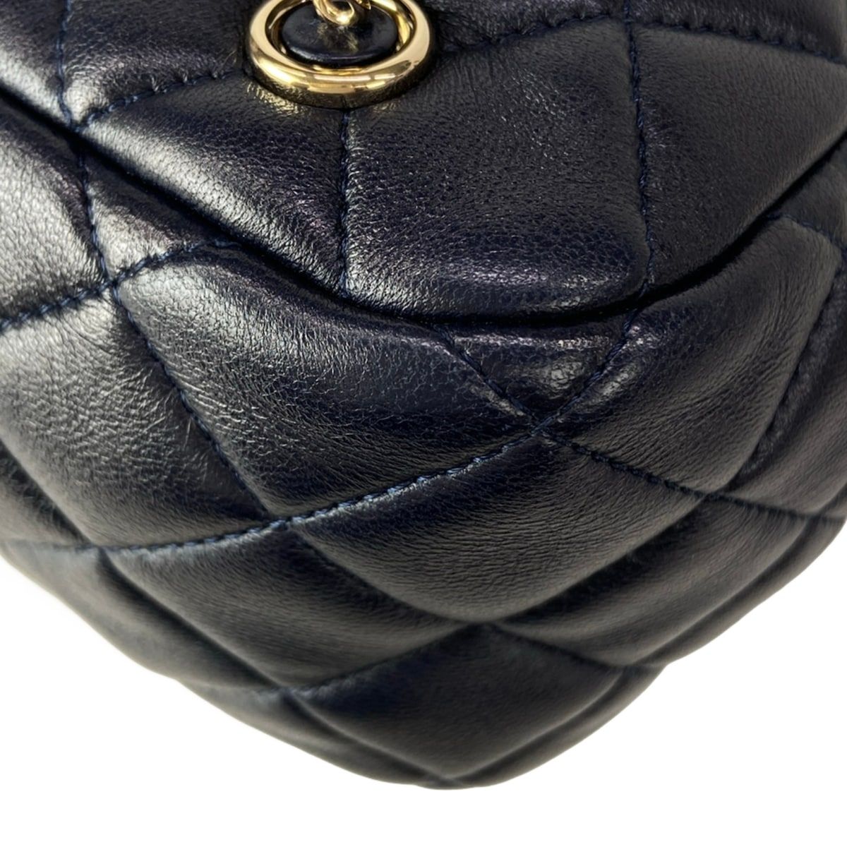 Chanel Backpack Quilted Dark Navy Chain Shoulder Gold Lambskin — view 8