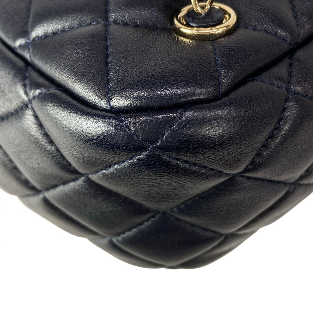 Chanel Backpack Quilted Dark Navy Chain Shoulder Gold Lambskin — view 9