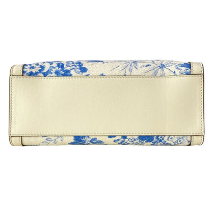 Gucci Tote GG Ribbon Herbarium Ivory Blue Floral Leather — view 5