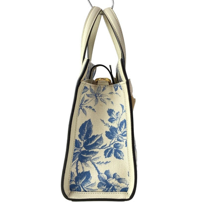 Gucci Tote GG Ribbon Herbarium Ivory Blue Floral Leather — view 2