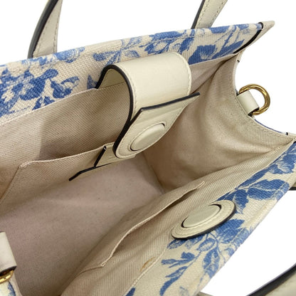 Gucci Tote GG Ribbon Herbarium Ivory Blue Floral Leather — view 7