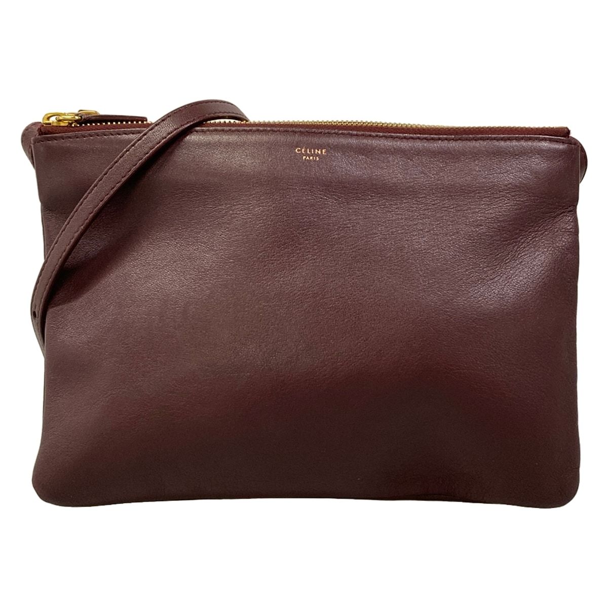 Celine Shoulder Bag Triola Bordeaux Leather