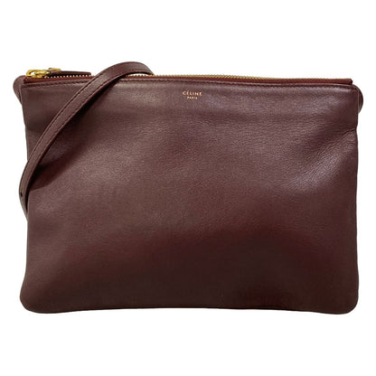 Celine Shoulder Bag Triola Bordeaux Leather