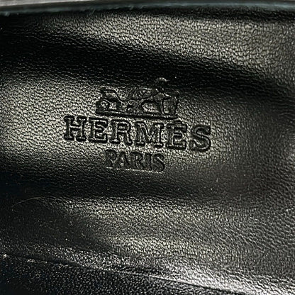 Hermes Flat Shoes 36 Kelly Buckle Black Silver Leather — view 9