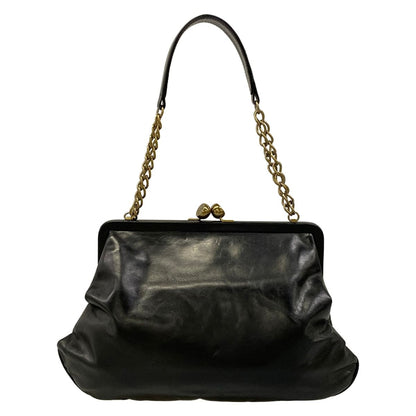 Chanel Shoulder Bag Black Chain Vintage Gold Mouth — view 3