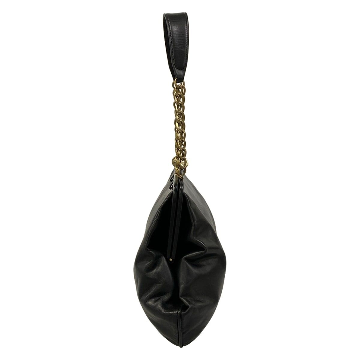 Chanel Shoulder Bag Black Chain Vintage Gold Mouth — view 4