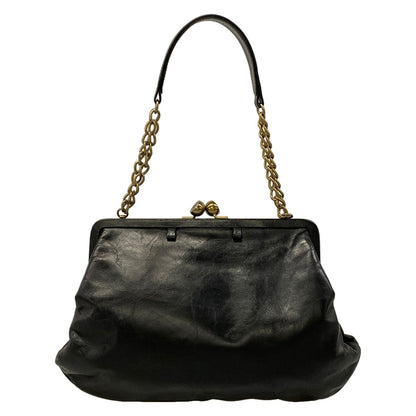 Chanel Shoulder Bag Black Chain Vintage Gold Mouth
