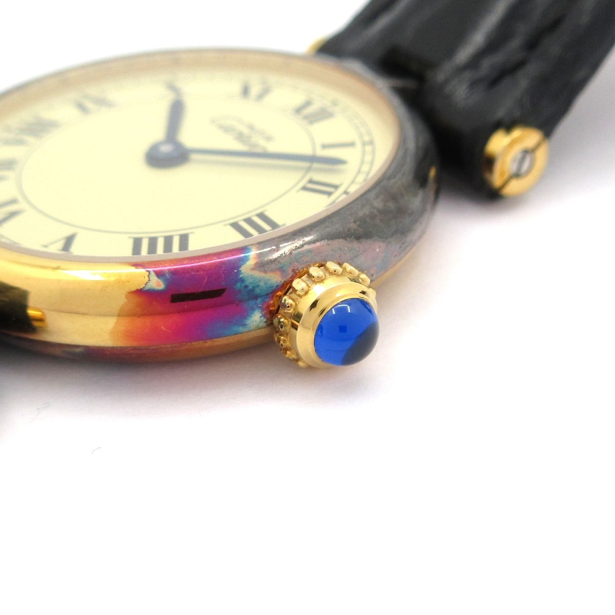 Cartier Watch Must Vande Mvermeil 925 Sterling Silver External Leather Beige — view 8