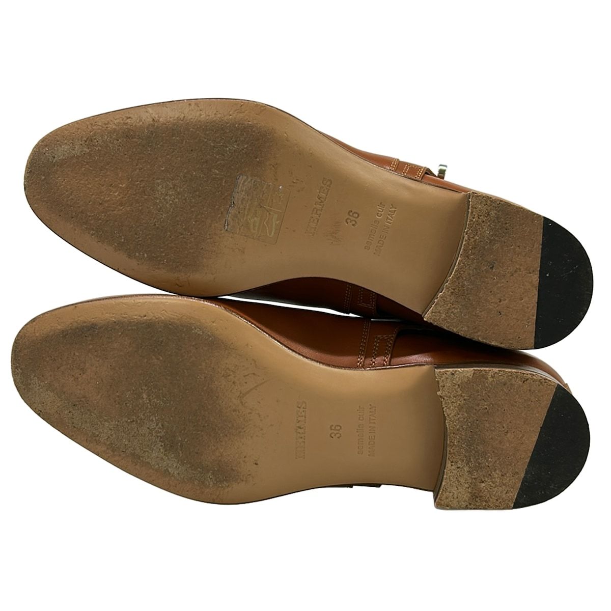 Hermes Short Boots 36 Neo Brown Kelly Buckle Silver Leather — view 8