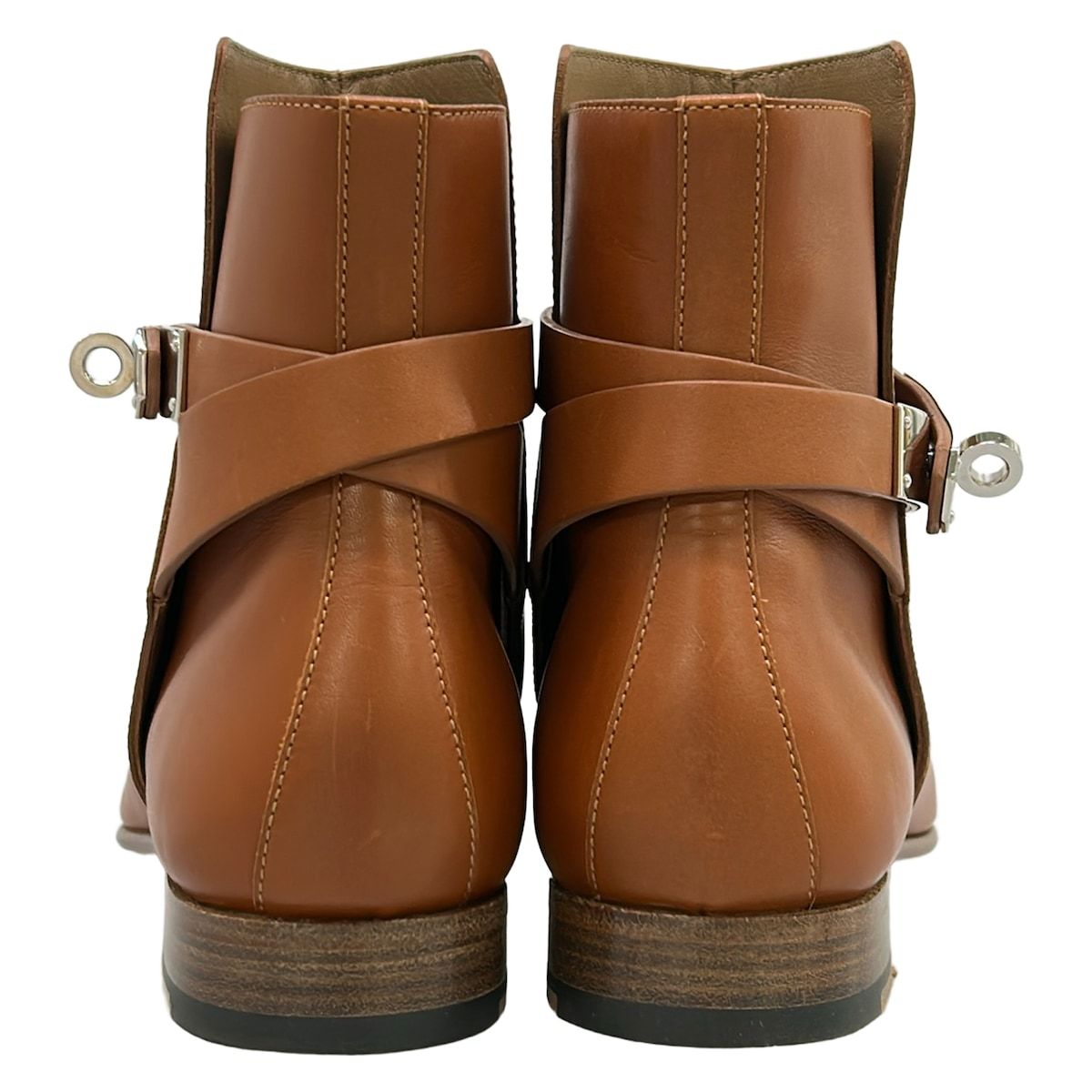 Hermes Short Boots 36 Neo Brown Kelly Buckle Silver Leather — view 6