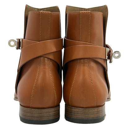 Hermes Short Boots 36 Neo Brown Kelly Buckle Silver Leather — view 6