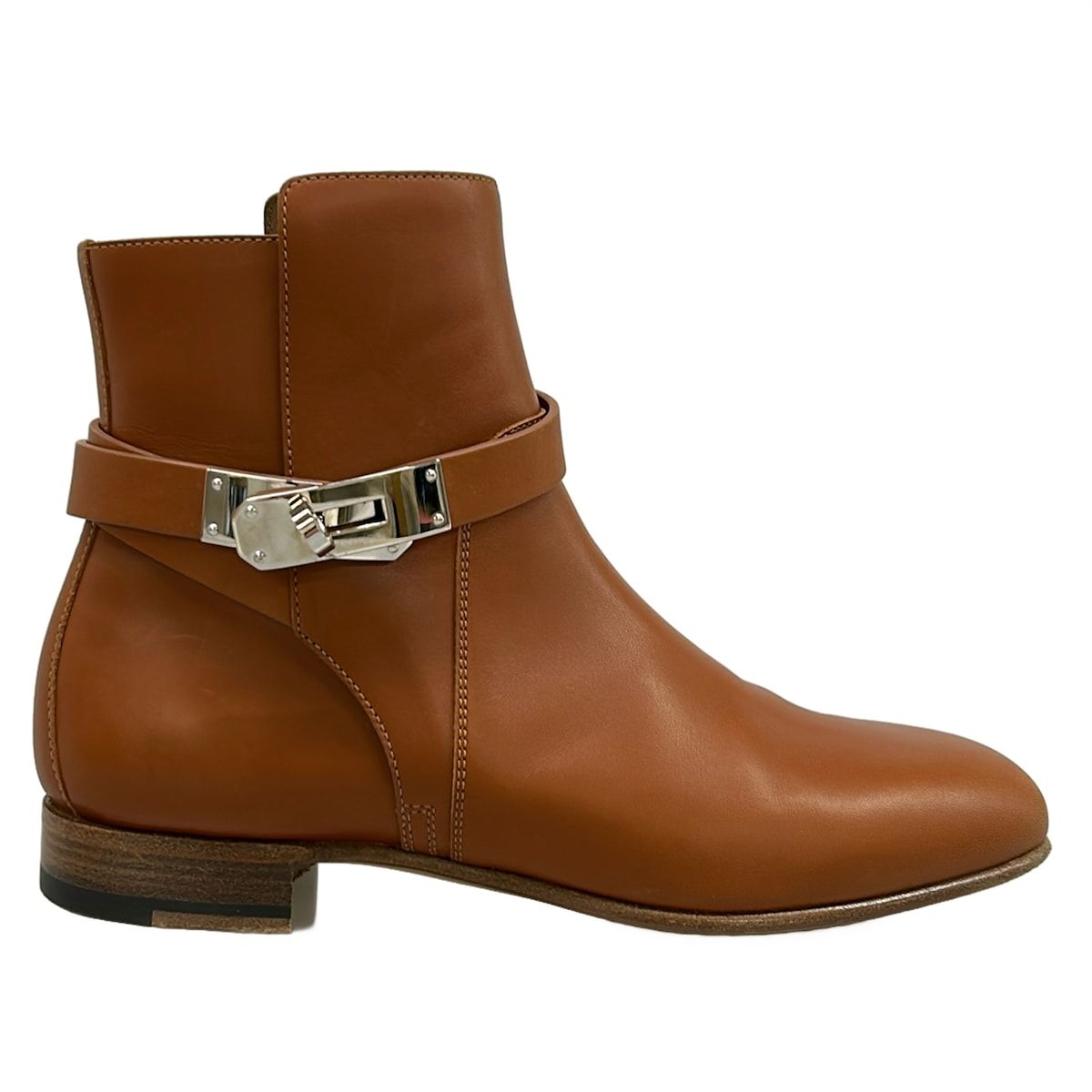 Hermes Short Boots 36 Neo Brown Kelly Buckle Silver Leather — view 4