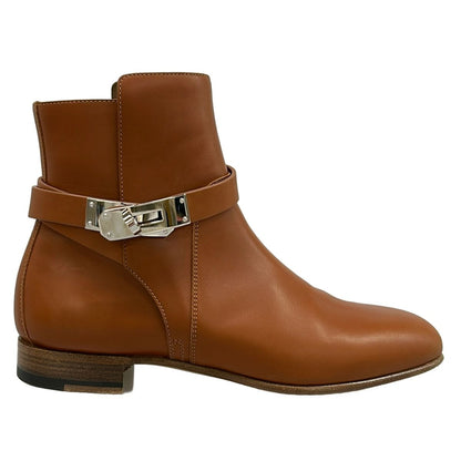 Hermes Short Boots 36 Neo Brown Kelly Buckle Silver Leather — view 4