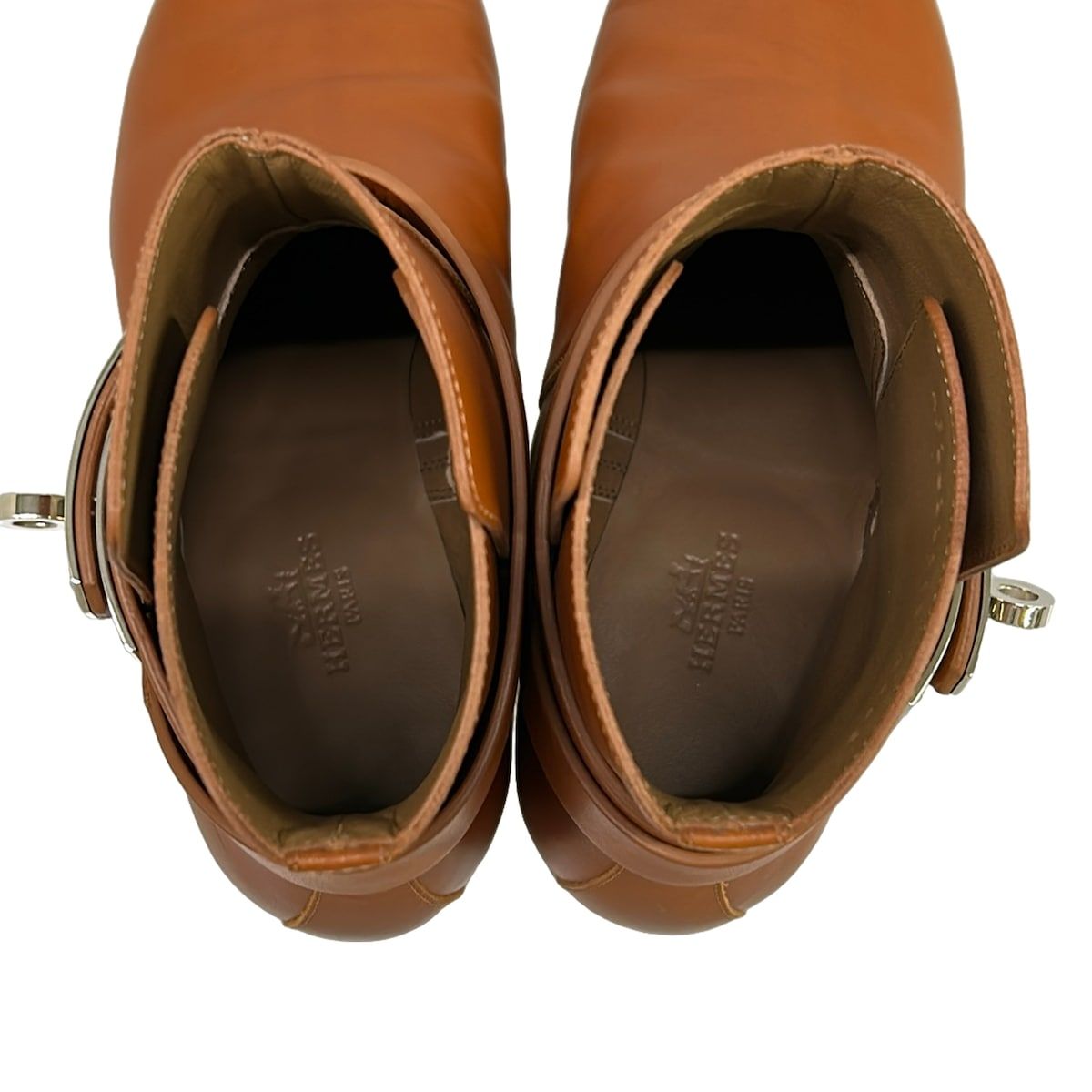 Hermes Short Boots 36 Neo Brown Kelly Buckle Silver Leather — view 7