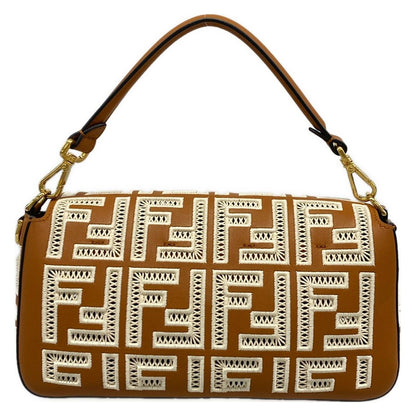 Fendi Handbag Mamma Bucket Brown White FF Embroidery Leather — view 3