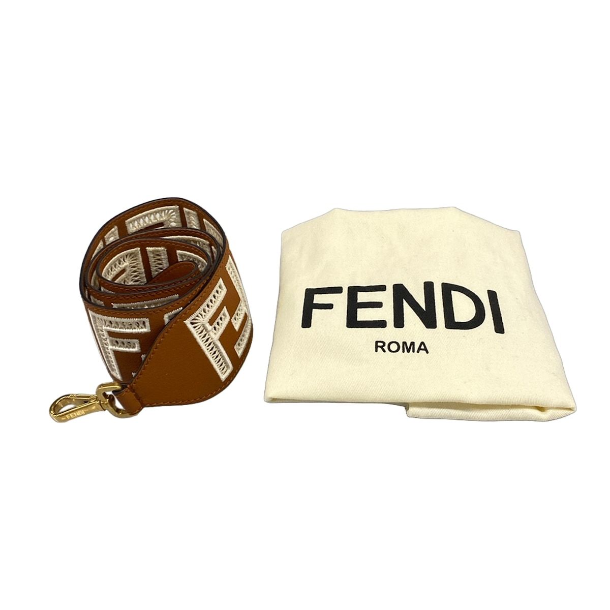 Fendi Handbag Mamma Bucket Brown White FF Embroidery Leather — view 8