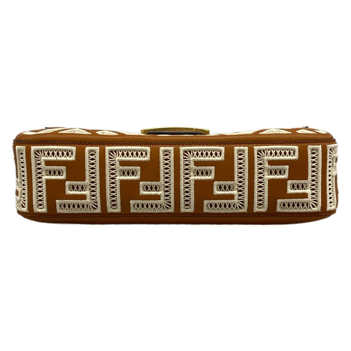 Fendi Handbag Mamma Bucket Brown White FF Embroidery Leather — view 5