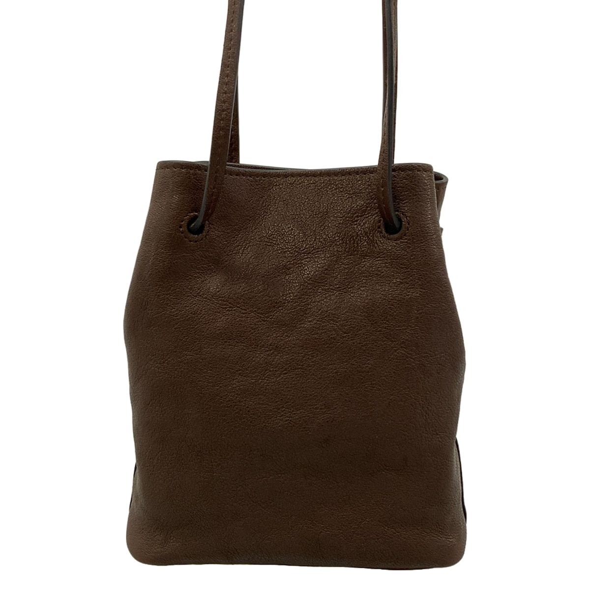 Miu Miu Shoulder Bag Nappa Leather Dark Brown Drawstring — view 3