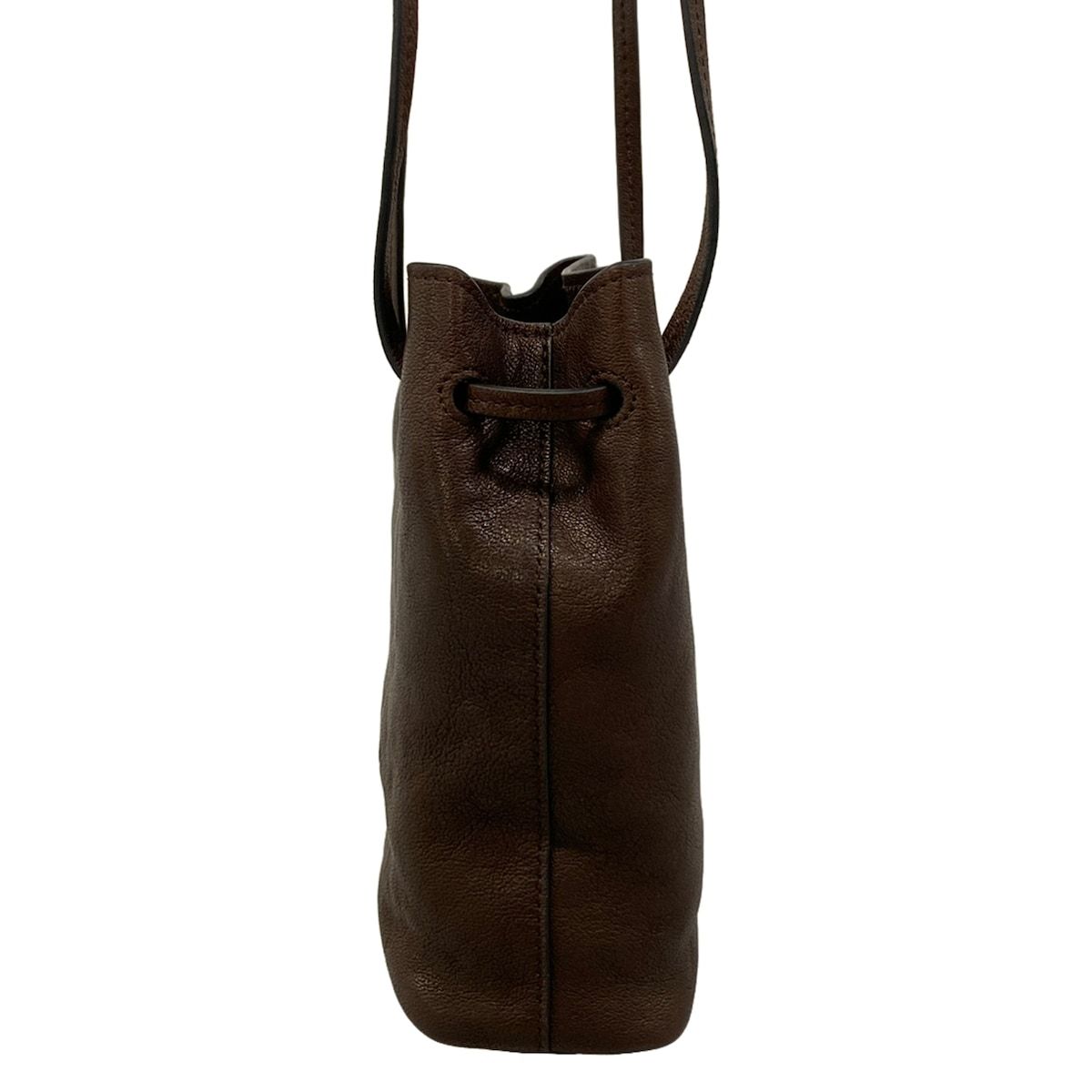 Miu Miu Shoulder Bag Nappa Leather Dark Brown Drawstring — view 4