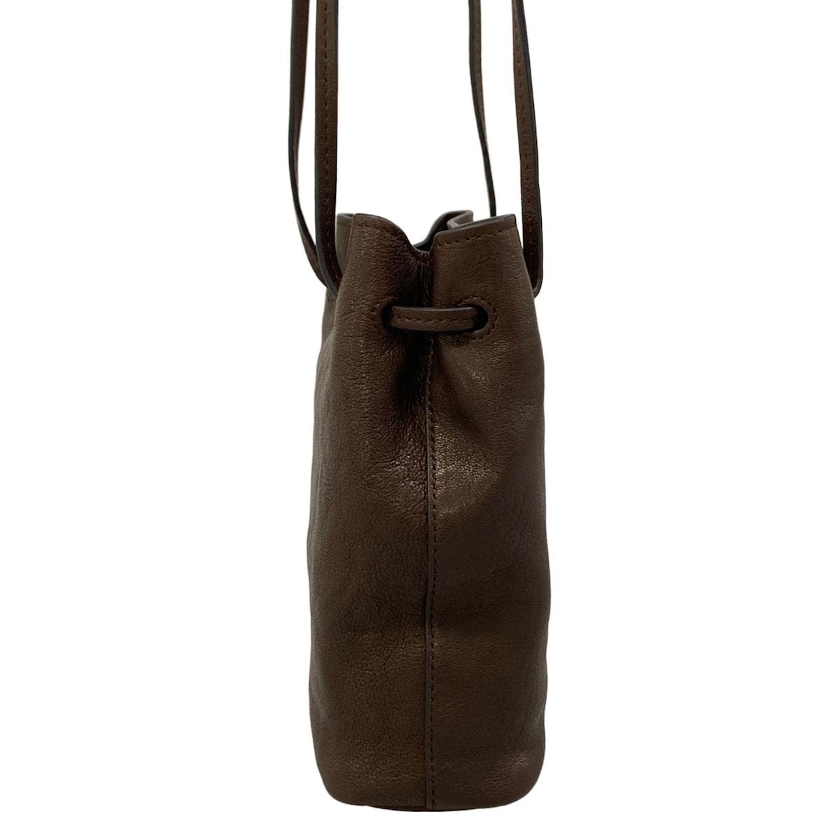 Miu Miu Shoulder Bag Nappa Leather Dark Brown Drawstring — view 2