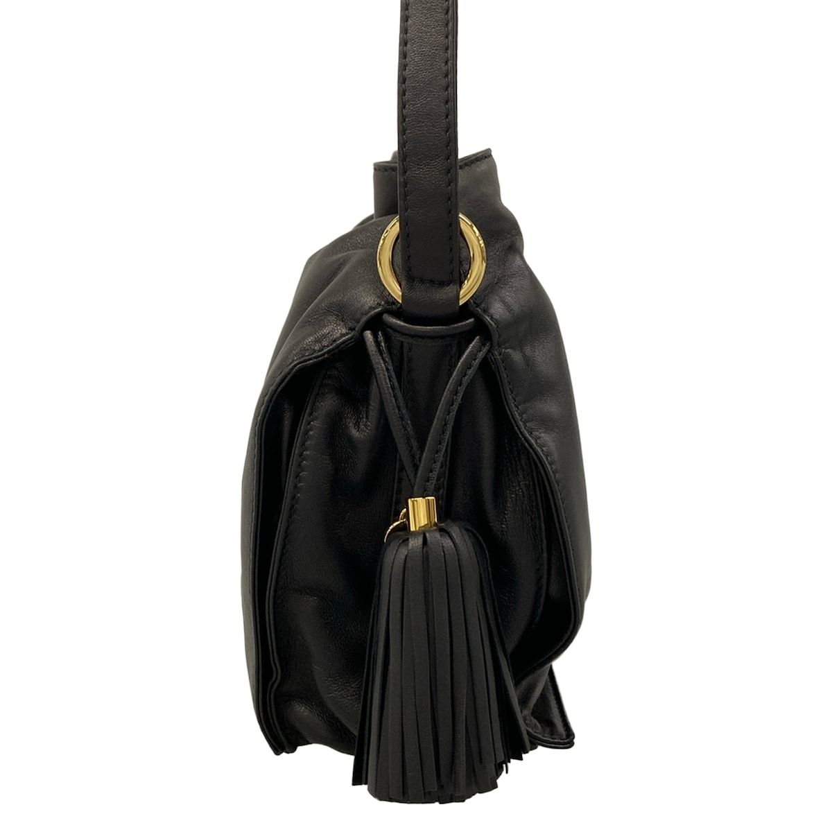 Loewe Shoulder Bag Flamenco 22 Black Drawstring Leather — view 4