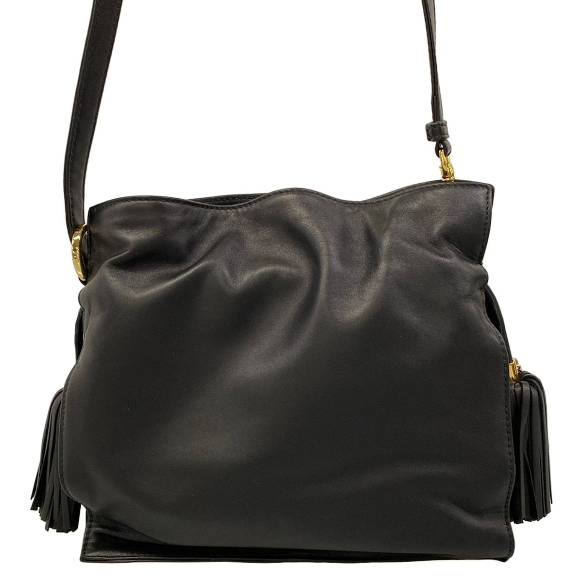 Loewe Shoulder Bag Flamenco 22 Black Drawstring Leather — view 3