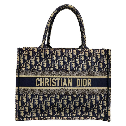 Dior Tote Book Vintage Small Ivory Navy