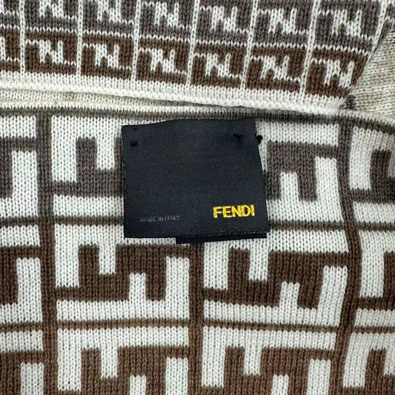 Fendi Zucca Pattern FF Logo Scarf Shawl Beige — view 4