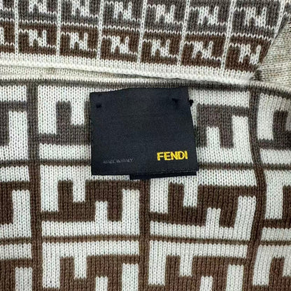 Fendi Zucca Pattern FF Logo Scarf Shawl Beige — view 4