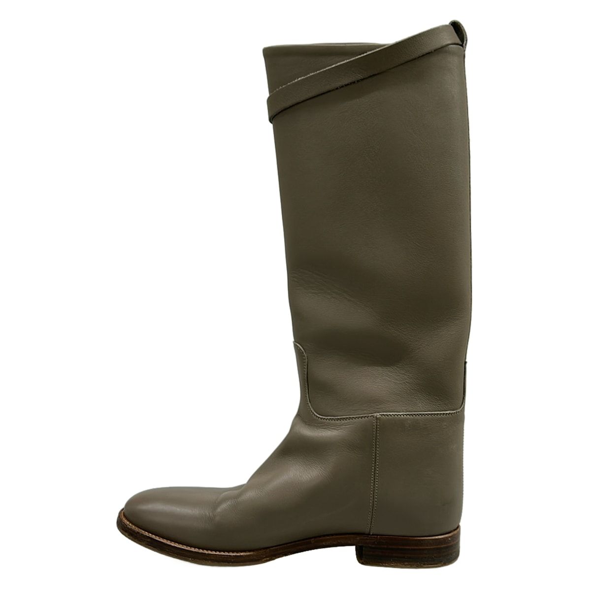Hermes Long Boots 37.5 Jumping Gray Beige Kelly Buckle Silver Leather — view 3