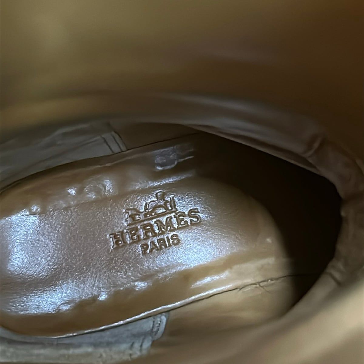 Hermes Long Boots 37.5 Jumping Gray Beige Kelly Buckle Silver Leather — view 9