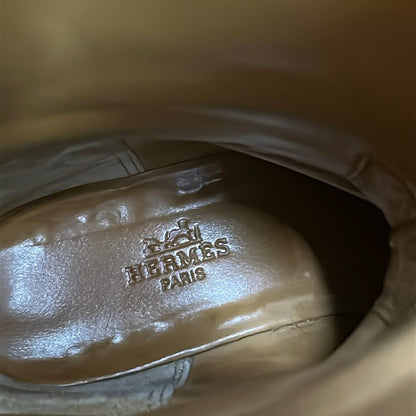 Hermes Long Boots 37.5 Jumping Gray Beige Kelly Buckle Silver Leather — view 9
