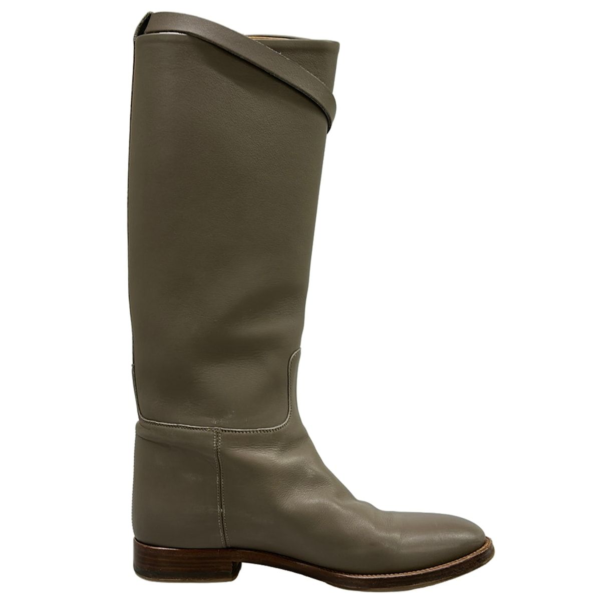 Hermes Long Boots 37.5 Jumping Gray Beige Kelly Buckle Silver Leather — view 2