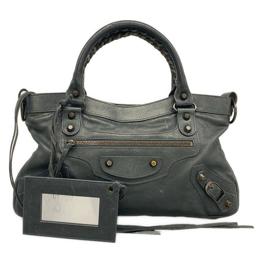 Balenciaga Handbag the Fast Dark Green Leather