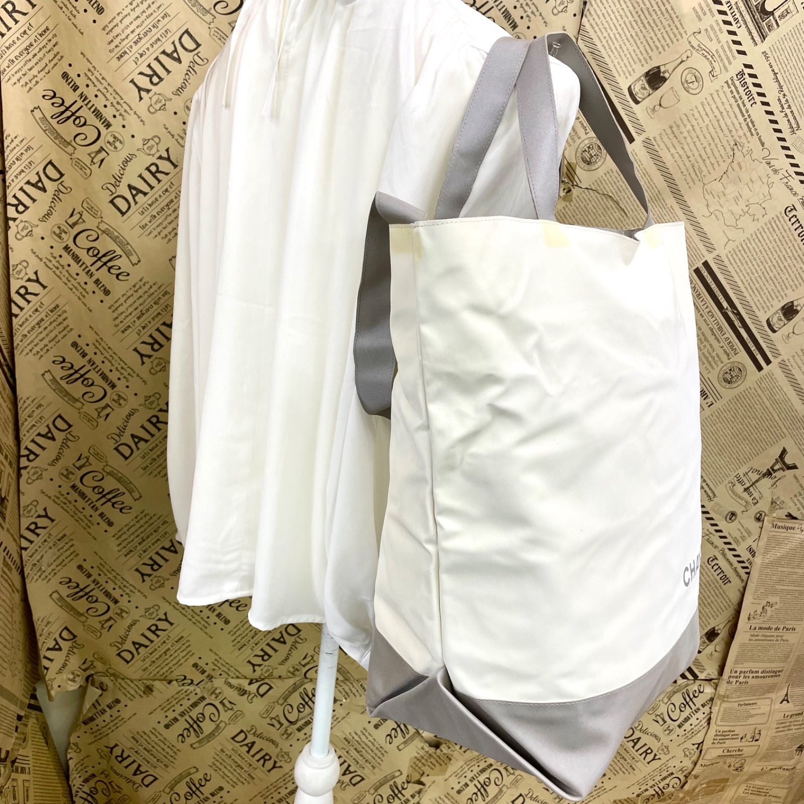 Chanel Tote Shoulder Bag Sports Line White Travel CC Logo — view 3