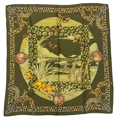 Cartier Scarf Silk Must de Cartier Animal Pattern Green