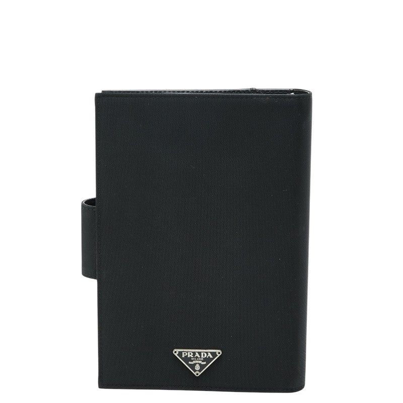 Prada Notebook Cover System Black Nylon Leather 1- Agenda
