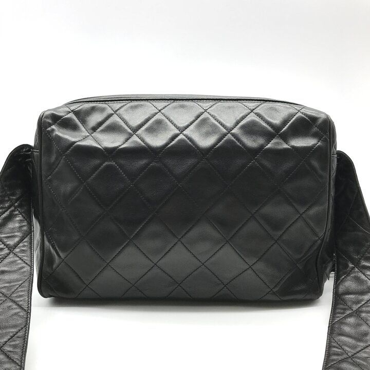 Chanel CC Logo Quilted Lambskin Leather Fringe Shoulder Bag Crossbody Black — view 3