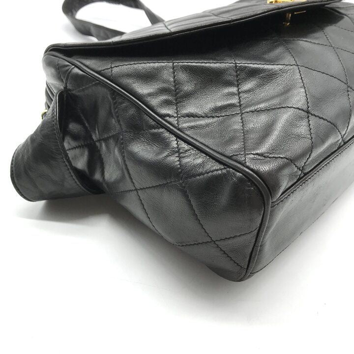 Chanel CC Logo Quilted Lambskin Leather Fringe Shoulder Bag Crossbody Black — view 5