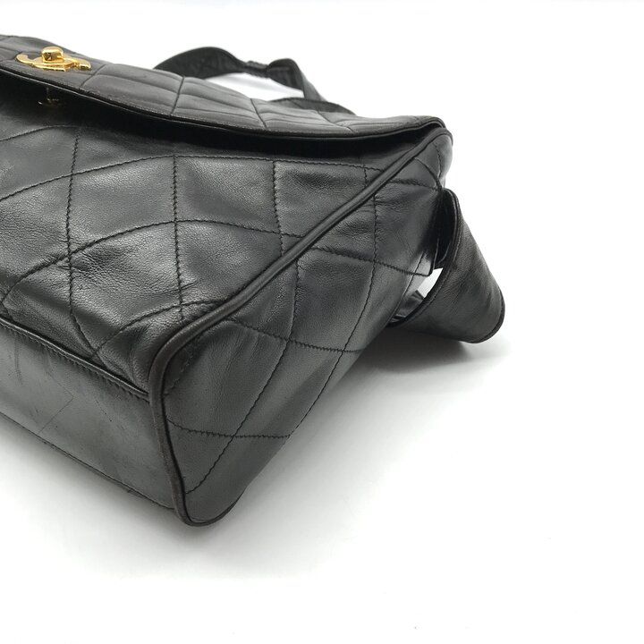 Chanel CC Logo Quilted Lambskin Leather Fringe Shoulder Bag Crossbody Black — view 6