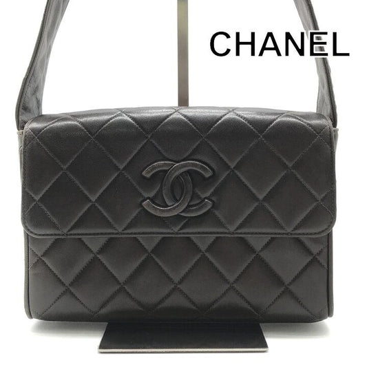 Chanel Quilted CC Logo Lambskin Leather Shoulder Bag Brown