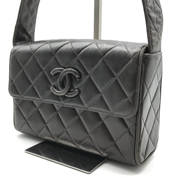 Chanel Quilted CC Logo Lambskin Leather Shoulder Bag Brown — view 2