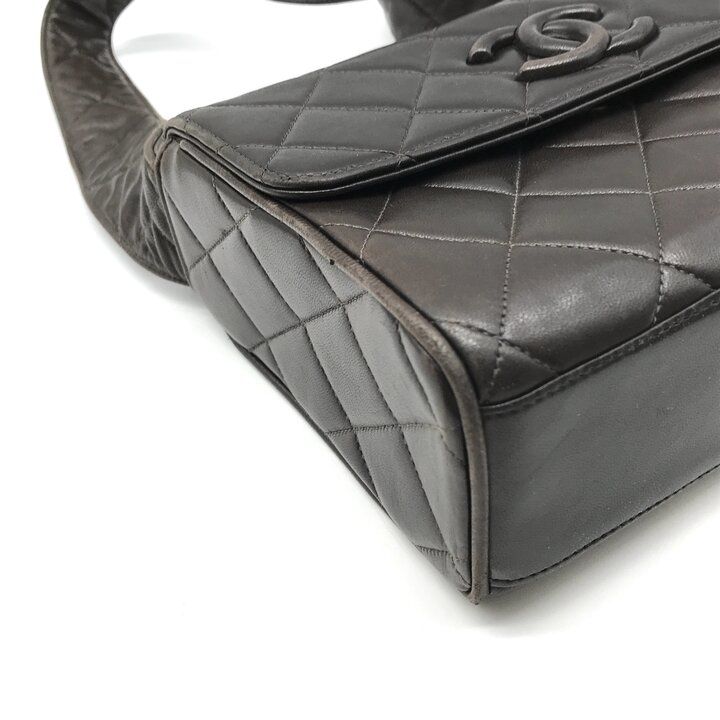 Chanel Quilted CC Logo Lambskin Leather Shoulder Bag Brown — view 5