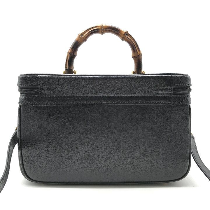 Gucci Bamboo Line Leather 2-Way Bag Vanity Black — view 3