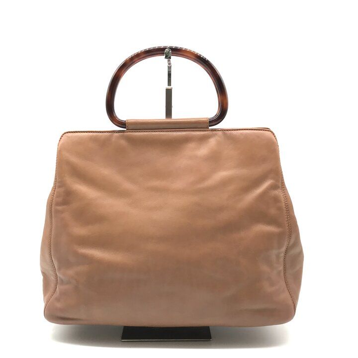 Chanel CC Logo Lambskin Leather Tortoiseshell Handle Hand Brown Shoulder — view 3